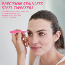 2-Piece Eyebrow and Eyelash Tweezers Set, Stainless Steel Angled Eyelash Clips + Elbow Eyelash Clips, for Removing Broken Hair, Brows, Facial or Ingrown Hair, Professional Makeup Tool (Pink)