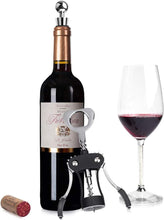 Foho Corkscrew Wine Bottle Opener with Bottle Stopper, Waiters Multifunctional Metal Wing Corkscrew for Wine Beer Cap Bottles Opener Remover