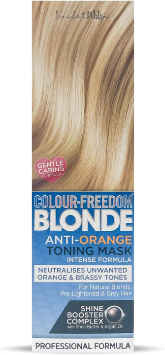 Knight & Wilson Colour-Freedom Blonde Anti-Orange Toner Mask, Semi Permanent Conditioning Treatment, Gentle Formula Neutralises Brassy Tones for Naturally Light, Bleached, Grey & Coloured Hair 150ml