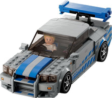LEGO Speed Champions 2 Fast 2 Furious Nissan Skyline GT-R (R34) Set, Race Car Toy Model Building Kit for 9 Plus Year Old Boys & Girls, with Racer Minifigure, Collectible Gift for Kids 76917