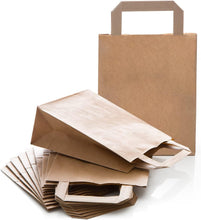 ezkart  Pack of 50  Small SOS Brown Paper Bags with Handles Ideal bags for Party, Weddings, Lunch,Christmas,Sweet, Takeaway & Grocery,Kraft Paper Bags, Lunch Bags, Food Gift Bags Size: 18x21.5x9cm