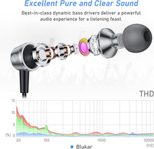 Blukar Earphones, In-Ear Headphones Earphones High Sensitivity Microphone  Noise Isolating, High Definition, Pure Sound for Phone, Smartphone, MP3 Players etc.