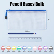 Clear Pencil Case Zipper File Bags, 10PCS Mesh Pencil Pouch Plastic Zip Wallets Folders Waterproof Travel Storage Pouch for Exams, Bills, Cosmetics, School Supplies and Travel Accessories, 10 Colours
