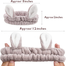 JOYOYO 3 Pcs Spa Headbands Bunny Ears Hair Bands Makeup Headbands Coral Fleece Elastic Headband Bath Shower Head Wraps for Women Girls, Washing Face Shower Sports Beauty Skincare