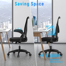 naspaluro Office Chair Ergonomic Desk with 90 Flip-up Armrest Lumbar Support, Height Adjustable Chair, Executive Swivel Computer Padded Seat Cushion for Home/Office