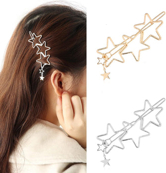 Aneneiceera Hollow Out Star Hair Clip Silver Hair Barrette Tassel Hair Pin Headpieces Decorative Hair Pins Headwear Bride Hair Accessories for Women and Girls (Silver)