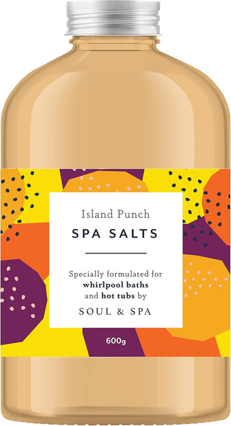 Island Punch Spa Salts for Hot Tub and Jetted Bath - 600gr Scented Aromatherapy Natural Vegan Sea Salt Crystals Detox Relaxing