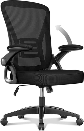 naspaluro Office Chair Ergonomic Desk with 90 Flip-up Armrest Lumbar Support, Height Adjustable Chair, Executive Swivel Computer Padded Seat Cushion for Home/Office