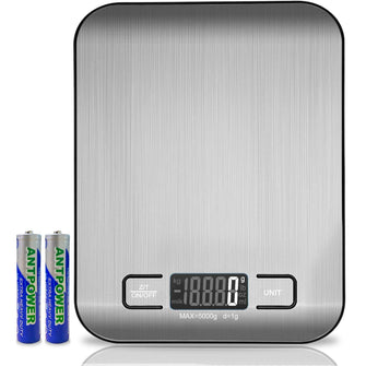 Digital Kitchen Scales, 5 kg Electronic Cooking Scales, Stylish Ultra-Thin Food Scales, Electronic Cooking Scales For Home And Kitchen With Lcd Display and Tare Function. (Silver-5kg)