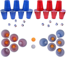 Faburo Beer Pong Set, Drinking Games for Adults, Beer Pong Game Set 16oz Blue & Red Plastic Beer Pong Cups and Balls for American Party Games,Birthday Parties and Office(30 Cups,6 Balls, 10 Dice)