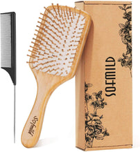 Hair Brush, Eco-Friendly Natural Wooden Bamboo Paddle Hairbrush for Long Short Curly Thick Thin Hair for Men Women Kids, Massaging Scalp, Reducing Tangle & Hair Breakage, Promoting Hair Growth