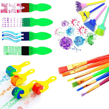 Hanmulee Paint Brushes Sponge Kits, 26 Pcs Drawing Tools Children Early DIY Learning Painting Sets For Kids Arts and Crafts for toddlers