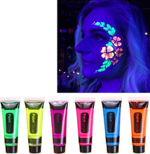 Neon Face Paint - UV Glow Neon Face and Body Paint Set of 6 Tubes - Glow in Dark Face Body - UV Blacklight Neon Fluorescent Art Paint Neon Accessories - Perfect for Carnival, Party, Halloween