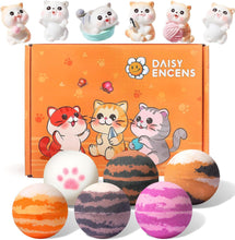 Daisy Encens Bath Bombs for Kids with Surprise Toys Inside,6psc Happy Meow Cat Bath Bombs, Natural Bubble Bath Bomb Birthday Gift Set, Bubble Spa Fizzy Bath Bombs for Girls,Boys