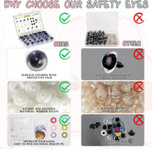 324 Pieces Safety Eyes 6-24mm Crochet Eyes with Washers Plastic Craft Doll Eyes