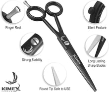 KIMEX LONDON Professional Hairdressing Scissors - Sharp Blade Barber Scissors - Stainless Steel Hair Scissors - Round Tip Hairdresser Scissor with Leather Cover - 6 inch Hair Shears (Black)