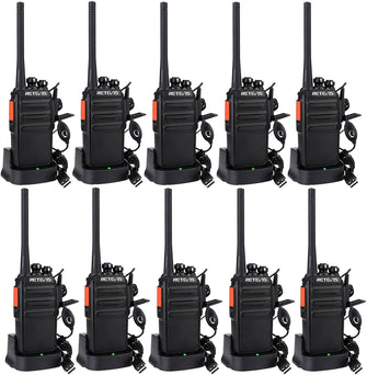 Retevis RT24 Walkie Talkies for Adults, Professional Two Way Radio, 16 Channels VOX Scan Monitor License Free, 2 Way Radios Walkie Talkie with Earpieces for Commercial, School (Black,10 Pack)