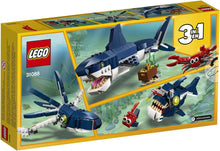 LEGO Creator 3in1 Deep Sea Creatures: Shark, Crab, Squid or Angler Fish Sea Animal Toys, Figures Set, Gifts for 7 Plus Year Old Girls and Boys 31088