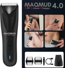 MAQMUD Manscaping Balls Trimmer Mens 4.0 with Anti Nick Technology Body Hair Trimmer, Professional Electric Groin & Pubic Hair Trimmer with LED Light Waterproof Wet / Dry Male Below The Belt Clipper