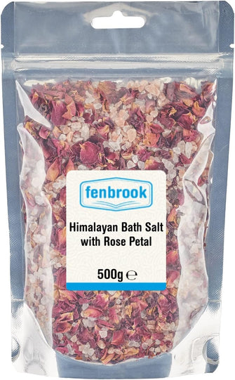 Himalayan Bath Salt with Rose Petals 500g by Fenbrook