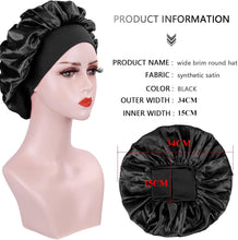 Admitry Pack of 2 Satin Hair Bonnet for the Night, Sleep Cap Silk, Soft Silk Hood for Sleeping Bonnet Sleep Cap, Breathable Sleep Cap for Women and Girls (Black)