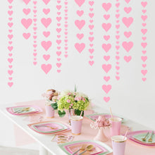 4PCS Heart Garland, Valentines Day Decorations Paper Hearts Streamers Hanging Hearts Decorations for Valentines Galentines Day Birthday Bridal Shower Wedding Engagement Anniversary Decor (Pink)