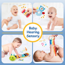 Joyreal Baby Toys 0-6 Months, 10pcs Newborn Sensory Toys Set, Baby Musical Caterpillar Toys, Rattles, Ribbons, Baby Essentials Baby Sensory Box, Newborn Baby Gifts for 3 6 9 12 Months