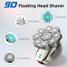 Head Shavers for Men,Upgrade 9D Electric Shavers Men 6-in-1 Bald Head Shaver,IPX6 Waterproof Shavers for Men Cordless Rechargeable Wet&Dry Rotary Razors Grooming Kit with Beard Clippers Nose Trimmer