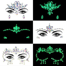 5 Pcs Face Gems Glow In The Dark - Halloween Face Stickers Set Festival Accessories Face Gems Glow For Rave Festival Party