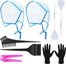 Hair Highlighting Kit,Highlighting Cap,2 PCS Hair Disposable Frosting Cap set for Salon Home Use with 2 Plastic Hook,2 Hair Dye Comb Hair Dye Brushes,2 Hair Clips, 2 Latex Gloves Set for Dyeing Hair