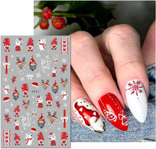 JMEOWIO 10 Sheets Christmas Nail Art Stickers Decals Self-Adhesive Snowflake Xmas Winter Holiday Cute Nail Supplies Nail Art Design Decoration Accessories