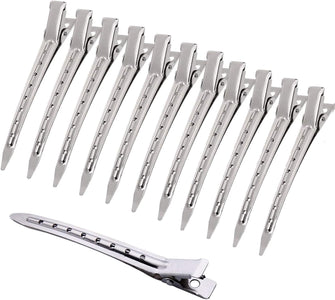 3.5 Inches Duck Bill Hair Clips Metal Alligator Curl Clips Sectioning Clips with Holes, Crocodile Clips Hair Styling Clips for Salon and Women Girls Accessories (12PCS)