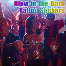 10 Sheet Neon Temporary Tattoos Glow In Dark, Waterproof Face Tattoos Stickers for Women Girls UV Blacklight Rave Festival Party Flash Music Fake Tattoos Accessories (Absorb Enough Light)