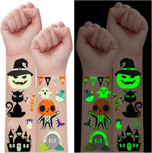 Leesgel Halloween Party Decorations, 130 Styles Luminous Temporary Tattoos for Kids Treats Sweets Stuff Bag Fillers, Fake Tattoo Stickers for Halloween Crafts Toys Supplies Favours