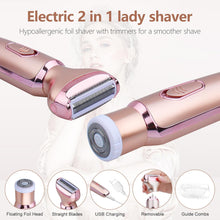 Ladies Electric Shaver, for Women 2 in 1 Electric Shaver, for face, Legs, underarms, and Bikini, Wet and Dry, Portable Waterproof and Painless Electric Shaver, with USB Charging