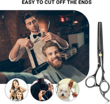 JINSHOW 12Pcs Scissors Hair Hairdressing Professional Shears Set Thinning Cutting Clip Comb Stainless Steel Cut Pouch Kit Salon Barber Women Men Kids Black (12)