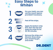 DRDENT Professional Teeth Whitening Strips 7 Treatments - Safe for Enamel - Non Sensitive Teeth Whitening - Whitening Without Any Harm - Pack of 14 Strips + Mouth Opener Included