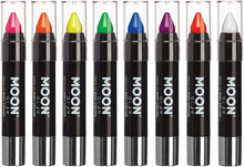 Moon Glow - Neon UV Face Paint Stick / Body Crayon makeup for the Face & Body - Intense set of 8 colours - Glows brightly under UV lighting