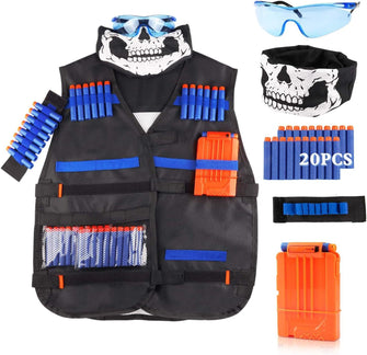 LUUFAN Tactical Vest Kit for NERF Guns with Reload Clips, Refill Darts, Wrist Band, Tactical Mask Protective Glasses for Boys Girls Kids Birthday Thanksgiving Gift