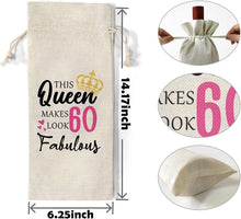 60th Birthday Gifts for Women - Decorative Wine Bag Birthday Gift with Witty Quote - Cute Female Gifts For Women Turning 60 - Best Friend Birthday Gifts, Wife, Mom, Coworker, Sister Birthday Gifts