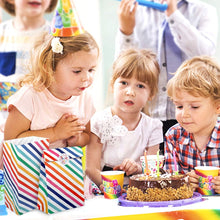 AUERVO 20PCS Paper Party Bags, Rainbow Stripe Kraft Paper Candy Bags, Grocery Goodie Gift Treat Bags With Thank You Stickers for Birthday Wedding Valentines' Day Sweets Gifts Favour 5" X 9"