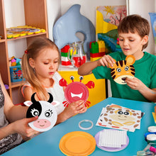 LOOPES Arts and Crafts for Kids 12 Pack Animals Paper Plates Art Sets DIY Craft Kit with Double-Sided Adhesive Tape for 3-12 Years Old Boys Girls Gift & Educational Toys Kits