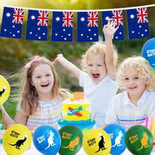 Jc.upin 5M Australian Flag Bunting Banner by 20 Pcs Small Australian Flags,18Pcs Kangaroo Balloons Australia Day Balloons and Silvery Grey Ribbons for Australian Party Decorations,Baby Shower Party