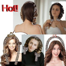 Heatless Curls Band, Hair Curler Ribbon, Non-Slip Heatless Curler with Hairpin, Wave Formers Overnight, Heat-Free Does Not Burt Hair Curling Iron (Leopard Print)