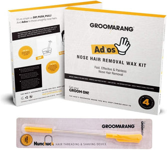 Groomarang Nose Hair Wax  Nose Waxing for Men & Women  Includes Nose Waxing Kit + Hair Threading Shaving Device for Beard Eyebrow Shaping