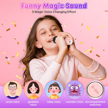 Gontence Karaoke Machine 2 Microphones, Gift Toys for Kids Age 3-12 Year Old, Mini Karaoke Machines for Girls with LED Party Lights, Magical Voice, Gift Card, Birthday Gifts for Kids 3-15 Year Old