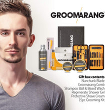 Groomarang 20pc Male Grooming Kit  All in One Mens Gift Set  Includes Beard Shaping Comb, Manicure Kit, Shaving Cream Gift For Him & More!