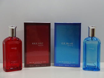 Glory Cosmetics 2 x Perfume Gift For Men, Red Hot Man 100ml , Ice Blue Man 100ml