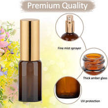 Apstaqeoo 6Pcs, 20Ml Empty Amber Glass Spray Bottles for Essential Oils - Small Fine Mist Spray Bottle with Gold Aluminum Sprayer Refillable Perfume Atomizer for Liquids,Aromatherapy,Makeup,Cleaning