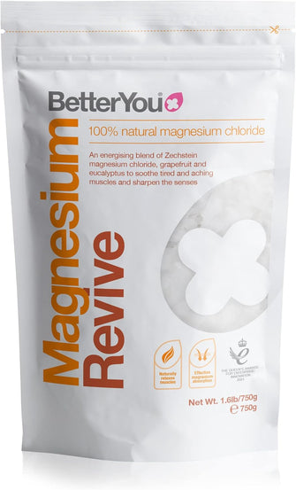 Magnesium Revive Bath Flakes, Blend of Pure Zechstein Magnesium Chloride, Grapefruit and Eucalyptus to Sooth Tired and Aching Muscles, Developed in The UK by BetterYou, 750g